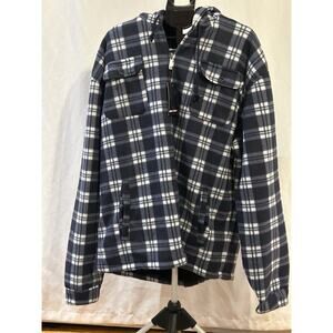 NWT Outerwear Full Zip-Up Hooded Blue Plaid Jacket Men's size 4XL